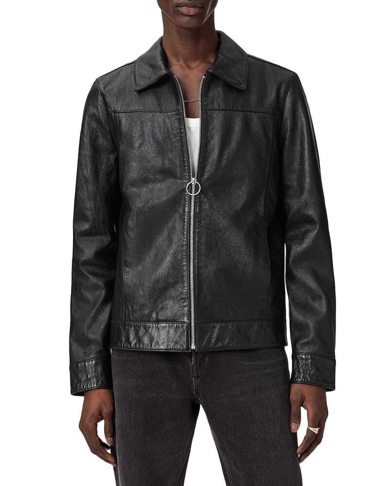 オールセインツ メンズ アウター ジャケット・ブルゾン レザー ALLSAINTS Alkan Leather Jacket Black ブラック