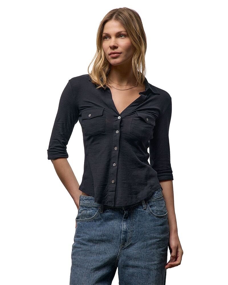 ジェームス パース レディース トップス シャツ シアー James Perse Sheer Slub Side Panel Shirt Deep