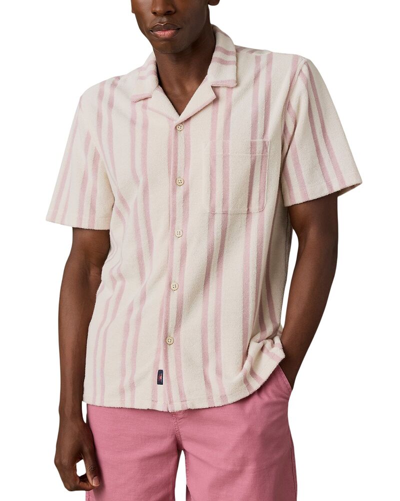 ファレティ メンズ トップス シャツ リラックスフィット パイル Faherty Short Sleeve Relaxed Fit Cabana Towel Terry Shirt Pink Springstripe ピンク