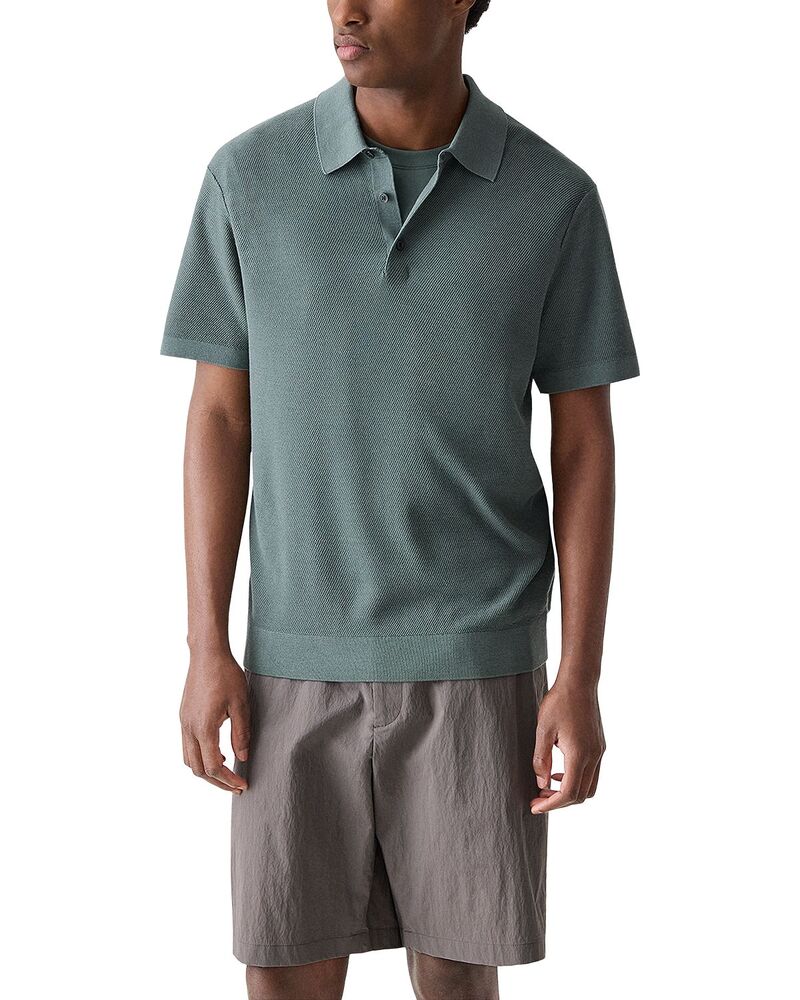 セオリー メンズ トップス ポロシャツ シルク コットン Theory Nocturne Navy Silk Cotton Polo Shirt Light Pine Grove ネイビー