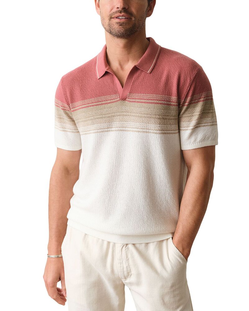 マリーン レイヤー メンズ アウター ニット・セーター ポロシャツ Marine Layer Greyson Withered Rose Stripe Polo Sweater Withered Rose/Oatmeal オートミール