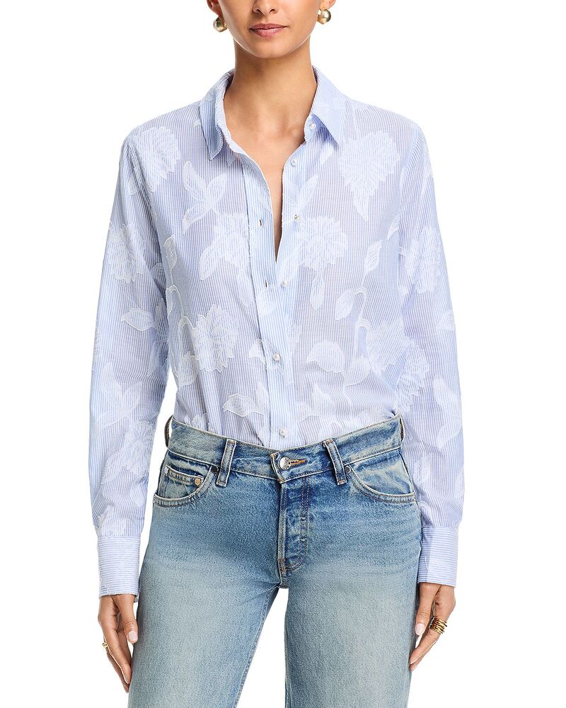 ジェネレーションラブ レディース トップス シャツ フラワー柄 フラワー Generation Love Malinda Floral Stripe Shirt Light Blue/White ホワイト
