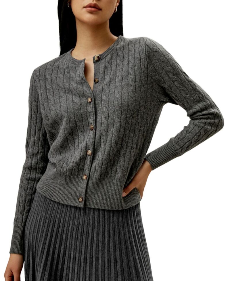 リリーシルク レディース アウター カーディガン ニット LILYSILK Baby Cashmere Cable-Knit Cardigan Medium Gray グレー