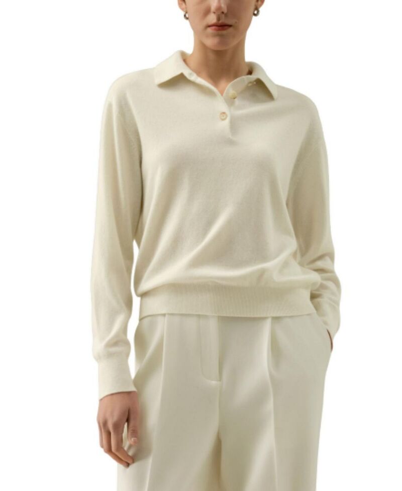 リリーシルク レディース トップス ポロシャツ LILYSILK Baby Cashmere Polo Shirt Cloud