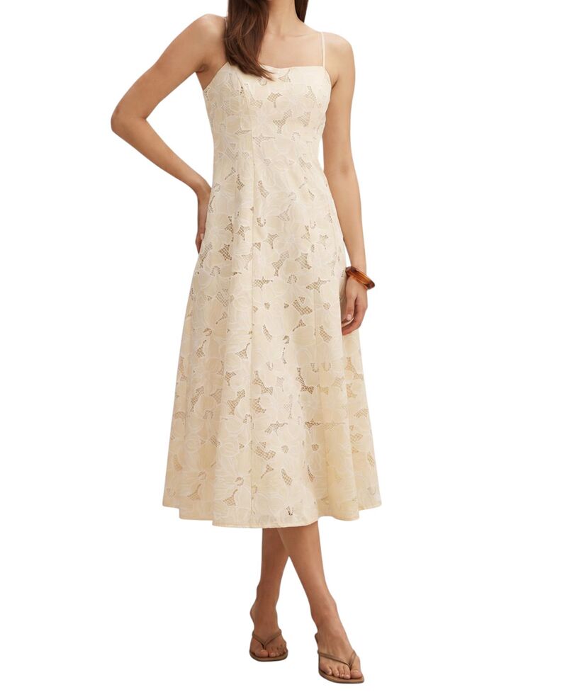 エバーニュー レディース トップス ワンピース ミディ 刺繍 Ever Newomen's Milliembroide red Midi Dresspring Daffodil