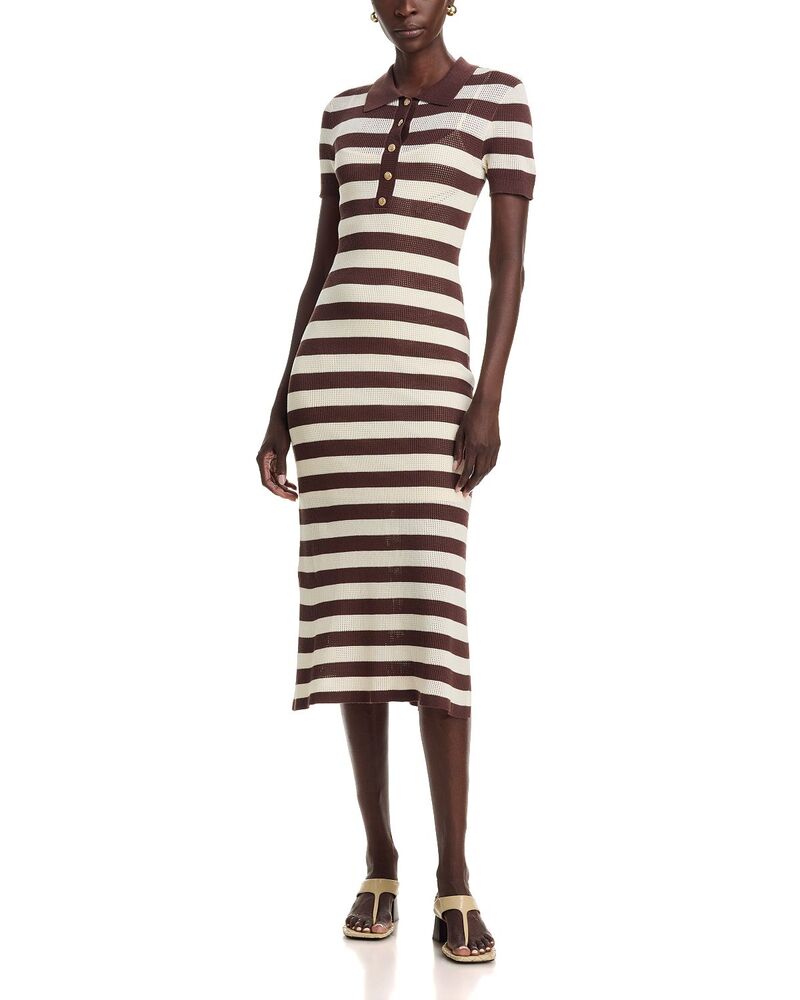 ティー・タハリ レディース トップス ポロシャツ ミディ Tahari Polo Collar Midi Dres Cocoa Bean ココア