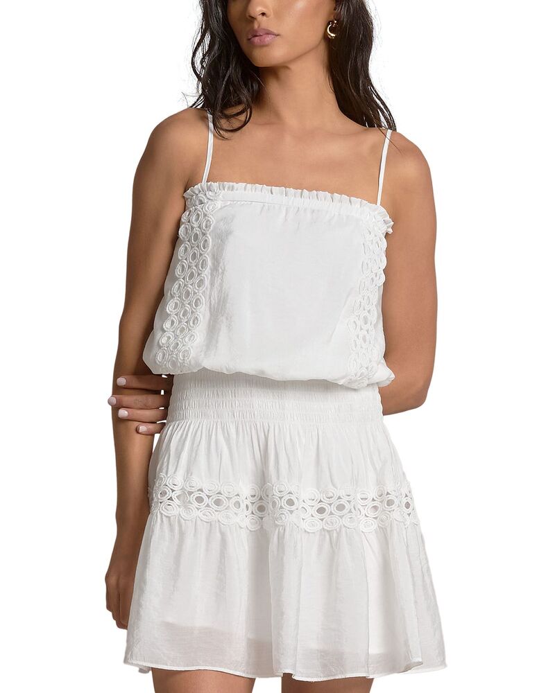 エラン レディース トップス ワンピース シャーリング 刺繍 Elan Embroide red Smocked Waist Swim Cover Up Dress White ホワイト