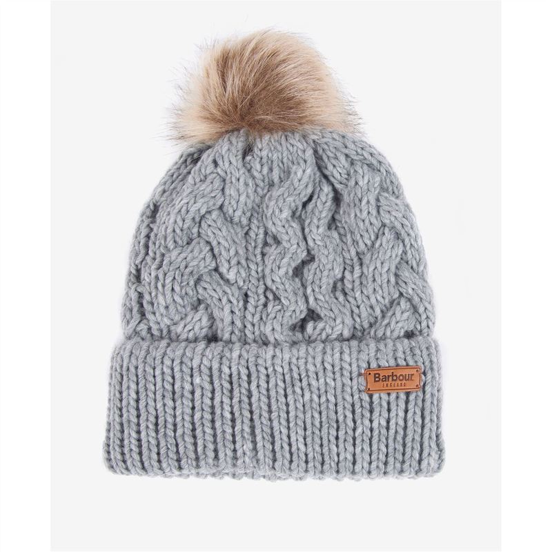 【送料無料】 バーブァー レディース 帽子 ニットキャップ アクセサリー Penshaw Cable-Knit Beanie Grey