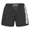 【送料無料】 ディースクエアード メンズ ハーフパンツ・ショーツ 水着 Logo Swim Shorts Black/White