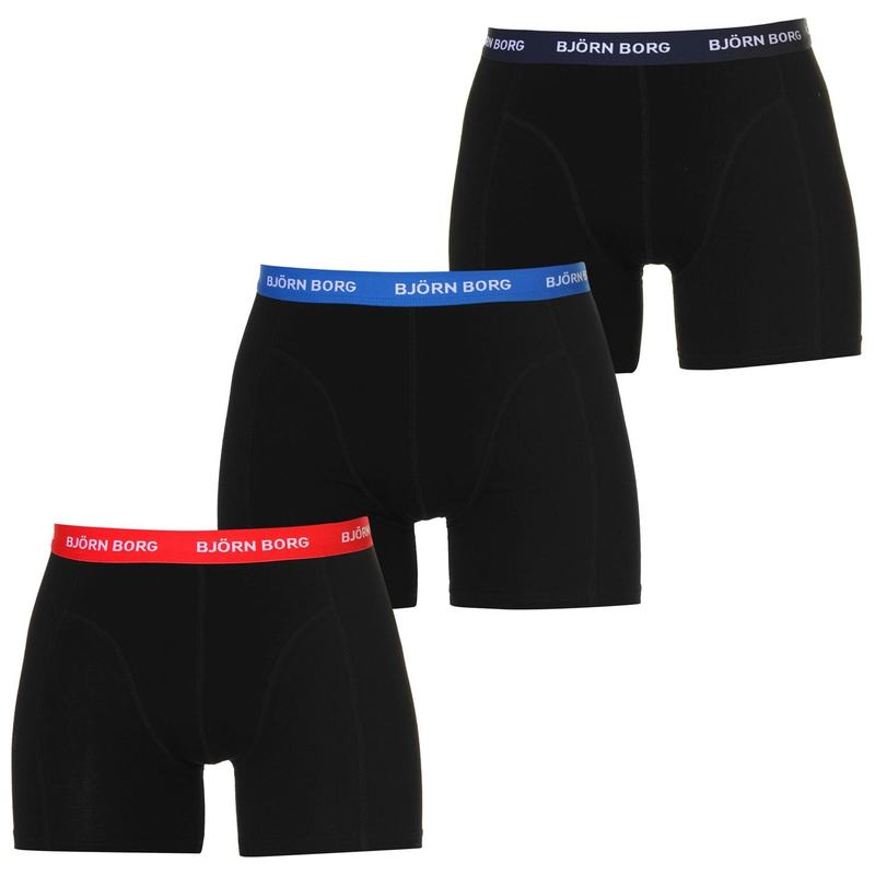 【送料無料】 ビヨン ボルグ メンズ ボクサーパンツ アンダーウェア Bjorn 3 Pack Contrast Boxer Shorts Black