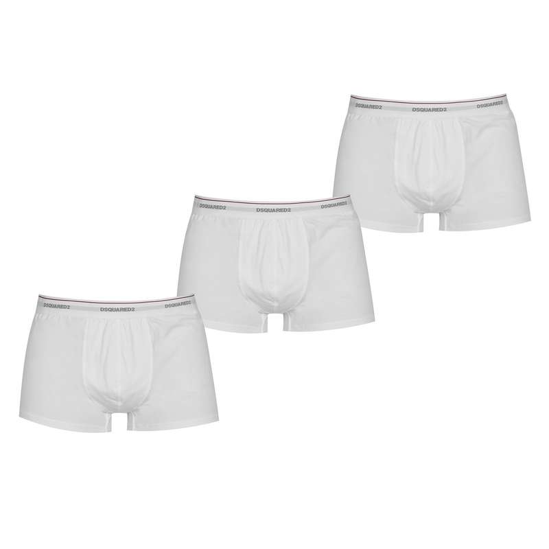 【送料無料】 ディースクエアード メンズ ボクサーパンツ アンダーウェア 3 Pack Trunks White 100