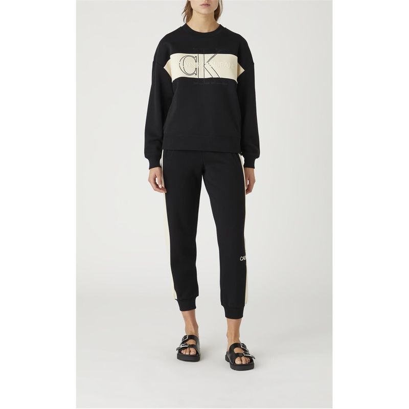 カルバンクライン レディース ナイトウェア アンダーウェア Mono Block Crew Sweatshirt CK BLACK BEH