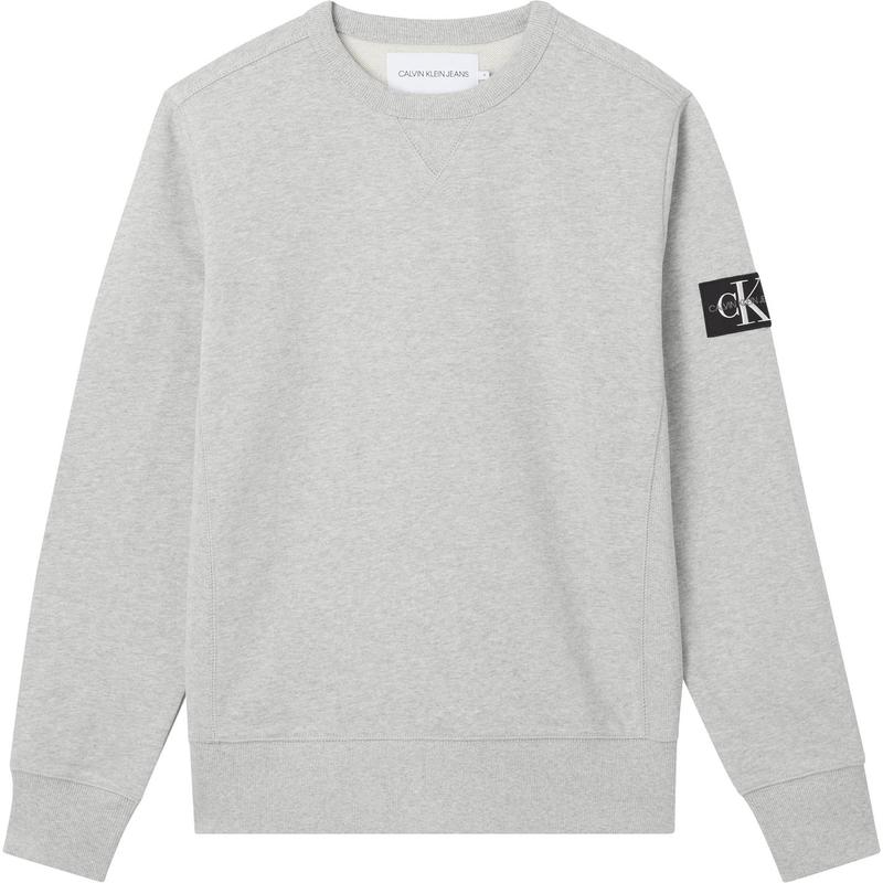 カルバン・クライン 【送料無料】 カルバンクライン メンズ ニット・セーター アウター Badge Crew Sweatshirt Lt Grey P01