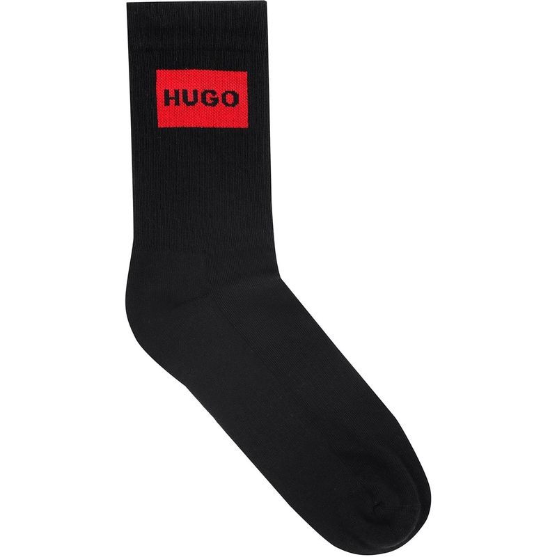 【送料無料】 フューゴ メンズ 靴下 アンダーウェア 2 Pack Logo Label Crew Socks Black 001
