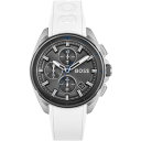 yz {X Y rv ANZT[ Gents BOSS Volane White Silicone Strap Watch White/Grey