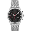 yz t[S Y rv ANZT[ Gents HUGO #ADVISE Stainless Steel Mesh Strap Watch Steel/Black