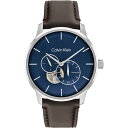 yz JoNC Y rv ANZT[ Gents Calvin Klein Leather Strap Watch Blue/Brown