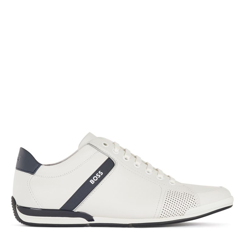【送料無料】 ボス メンズ スニーカー シューズ Saturn Smooth Leather Trainers White 100