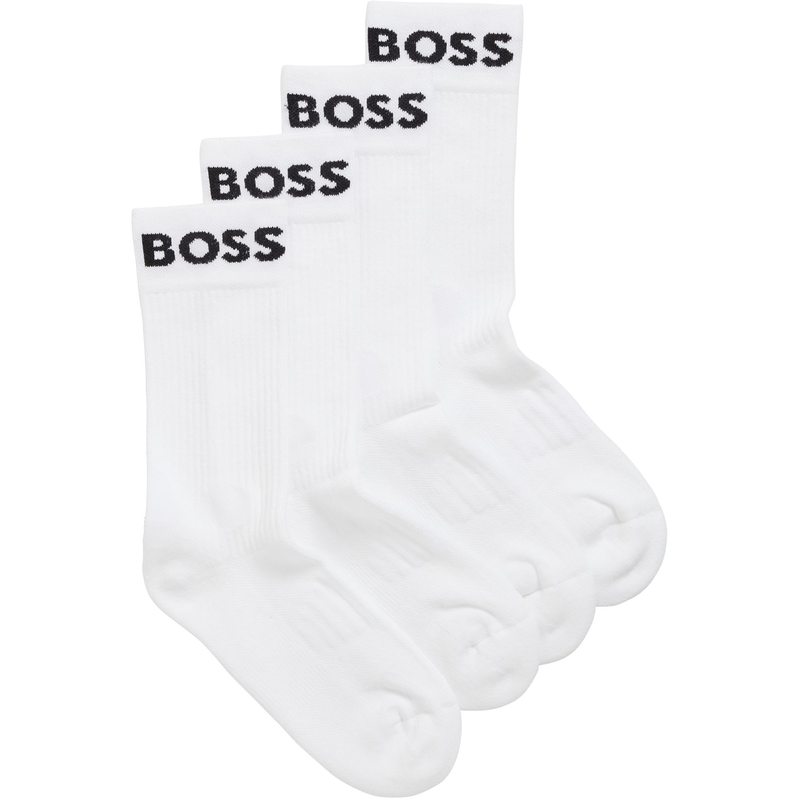 楽天ReVida 楽天市場店【送料無料】 ボス メンズ 靴下 アンダーウェア 2 Pack Sport Crew Socks Mens White 100