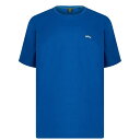 【送料無料】 ボス メンズ Tシャツ トップス Curved Logo T Shirt Med Blue 420