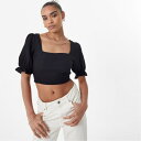 【送料無料】 ジャック ウィルス レディース シャツ トップス Milkmaid Linen Top Black