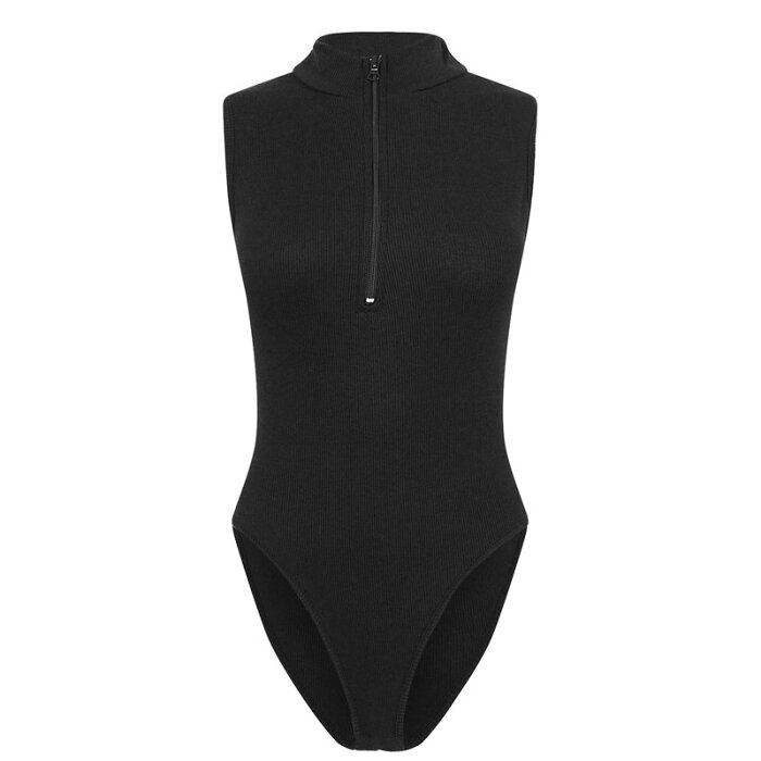 アイソウイットファースト レディース シャツ トップス Sleeveless Zip Bodysuit Black