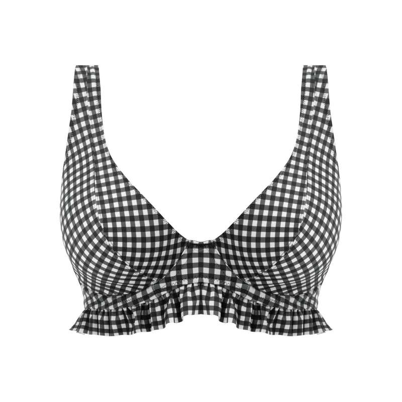 【送料無料】 フレイヤ レディース トップのみ 水着 Check In Underwired Plunge Bikini Top Blk/Wht