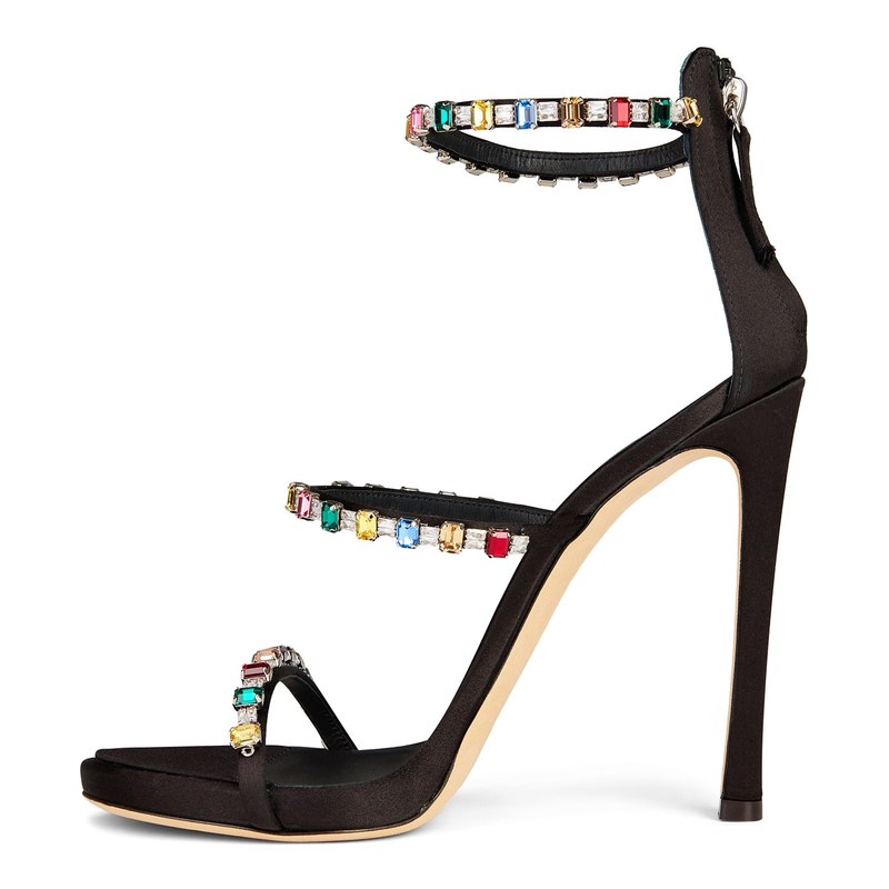 ジュゼッペザノッティ レディース ヒール シューズ Multi Crystal Heeled Sandals Black 94318