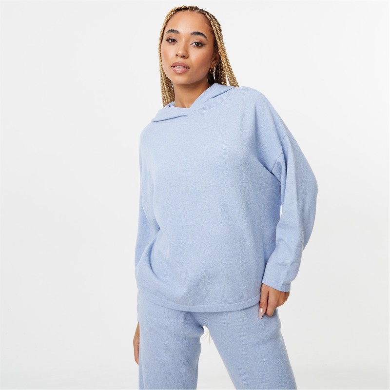 yz WbN EBX fB[X p[J[EXEFbg AE^[ Lounge Knitted Hoodie Soft Blue