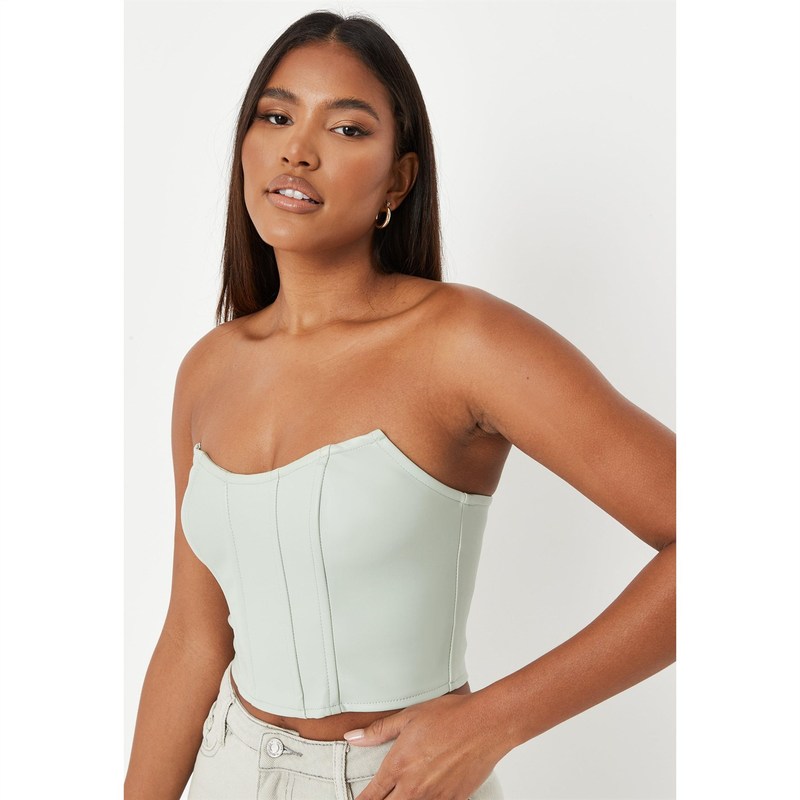 【ブランド】 ミスガイデッド レディース シャツ トップス BANDEAU CORSET FAUX LEATHER Sage:ReVida 店 がある