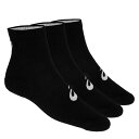 【送料無料】 アシックス レディース 靴下 アンダーウェア Quarter Three Pack Socks Mens BLACK