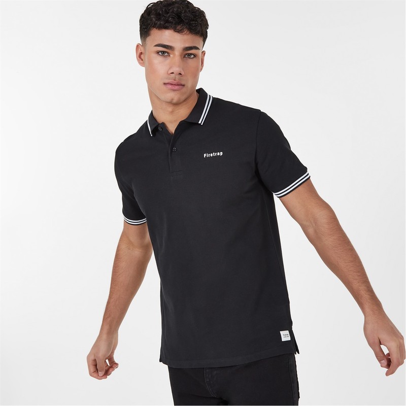 ファイヤートラップ メンズ トップス Tシャツ ポロシャツ Firetrap Lazer Polo Shirt Black ブラック
