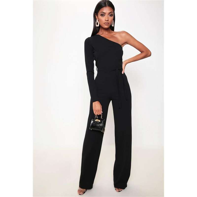 【送料無料】 アイソウイットファースト レディース ジャンプスーツ トップス Black One Shoulder Jumpsuit Black