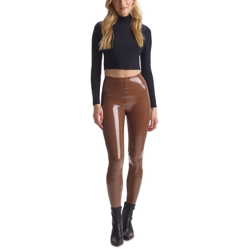 yz R}h[ fB[X MX {gX Faux Leather Patent Leggings Cinnamon