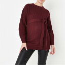 【送料無料】 ミスガイデッド レディース ニット・セーター アウター Belted Maternity Jumper Burgundy