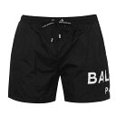 【送料無料】 バルマン メンズ ハーフパンツ・ショーツ ボトムス Paris Logo Swim Shorts Black/White 001