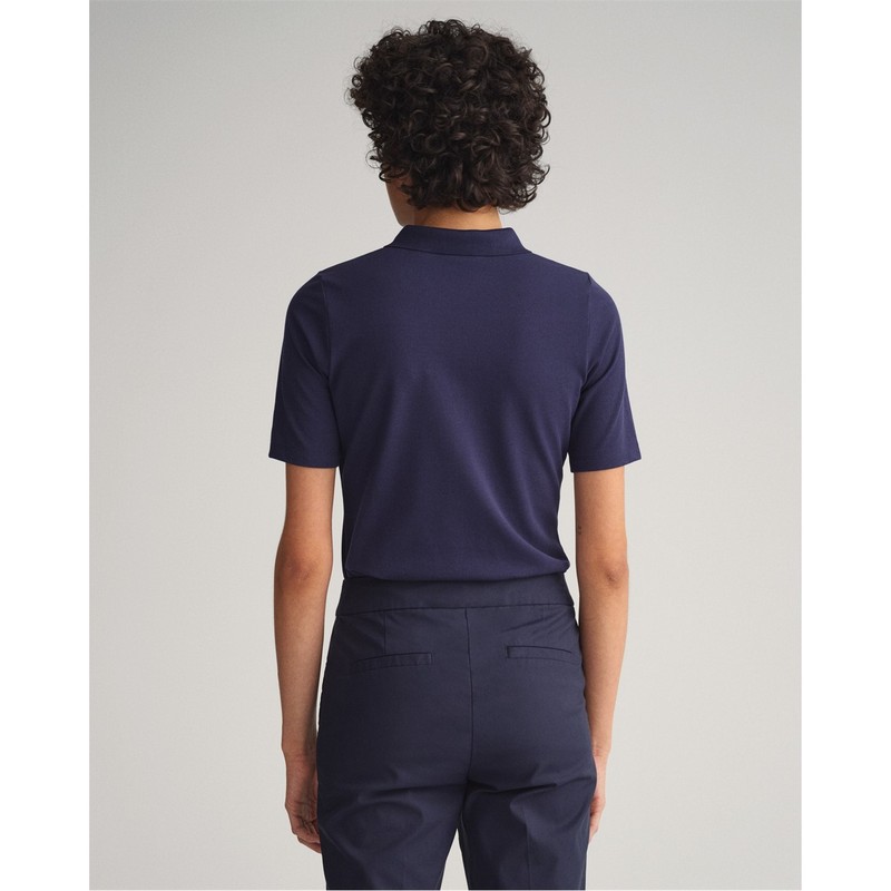 【送料無料】 ガント レディース シャツ トップス Original Long Short-Sleeved Pique Polo 433 EVENING BLU