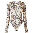 【送料無料】 グッドアメリカン レディース シャツ トップス Mesh Print Bodysuit RoseCheetah001