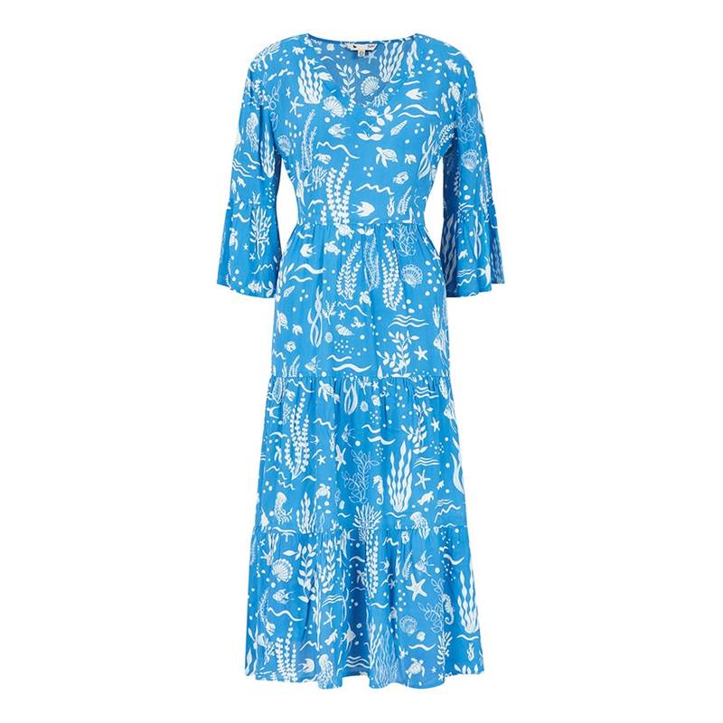 ̵ ߥ  㥱åȡ֥륾  Blue Sealife Print Midi Dress Blue