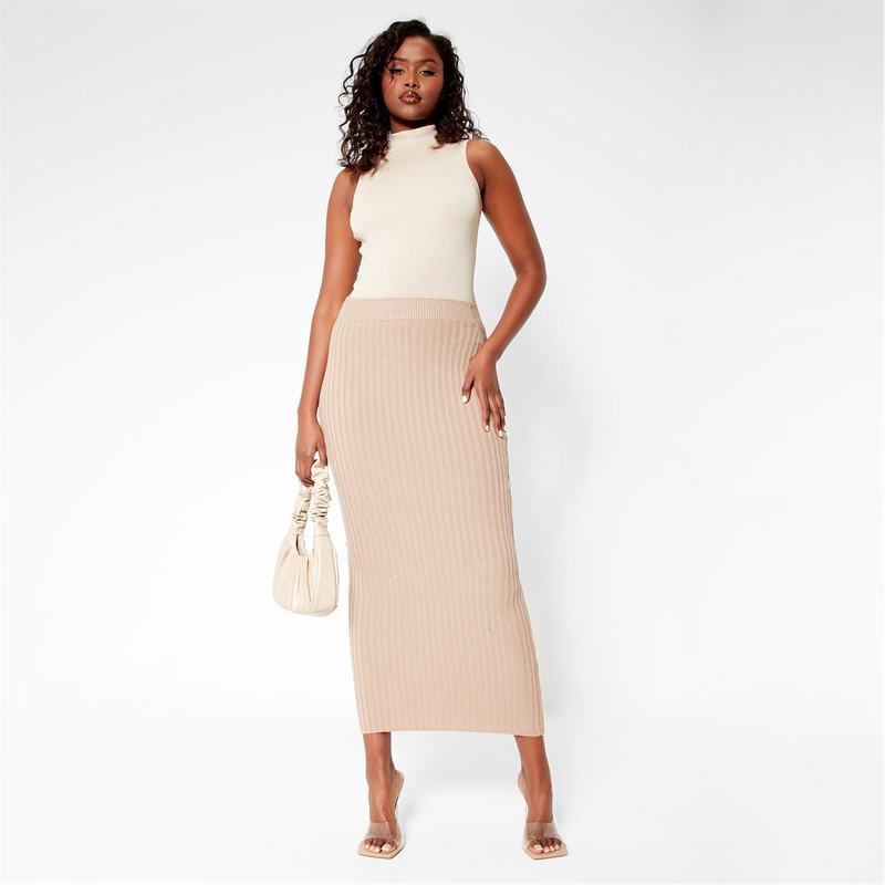 ̵ åȥե ǥ  ܥȥॹ Rib Knit Midi Skirt SOFT TRUFFLE