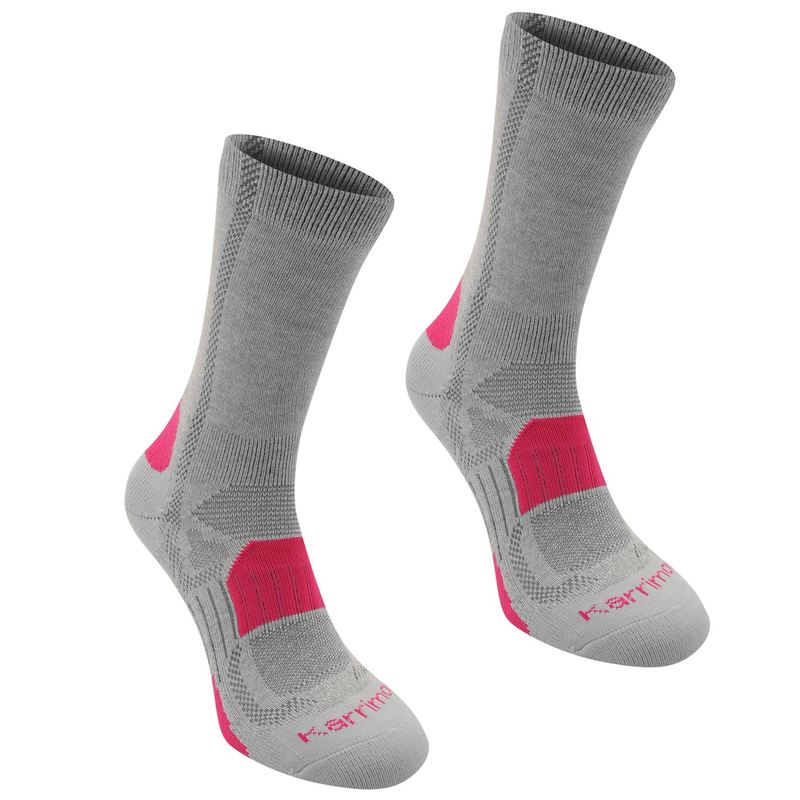 楽天ReVida 楽天市場店【送料無料】 カリマー レディース 靴下 アンダーウェア 2 Pack Walking Socks Ladies Ligh Grey Fusch