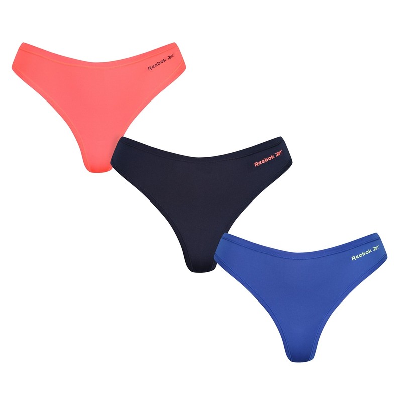 【送料無料】 リーボック レディース パンツ アンダーウェア 3 Pack Agatha Thongs Womens Blue/Orange