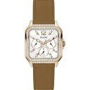 yz QX fB[X rv ANZT[ Ladies Guess Deco Watch Rose Gold, White and Brown