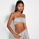 【送料無料】 アイソウイットファースト レディース ブラジャー アンダーウェア Pinstripe Ruched Cami Bralet Stone