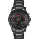 yz t[S Y rv ANZT[ Gents HUGO #IMPRESSFORHIM Black IP Bracelet Watch Black/Red