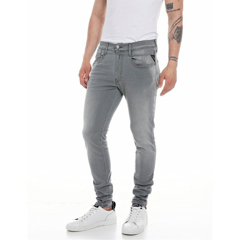 【送料無料】 リプレイ メンズ デニムパンツ ジーンズ ボトムス Bronny Hyperflex Re-Used Jeans Light Grey 095