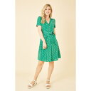 yz ~L fB[X s[X gbvX Green Spot Retro Shirt Dress Green