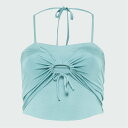 【送料無料】 ミスガイデッド レディース シャツ トップス Plus Size Slinky Ruched Detail Crop Top Blue