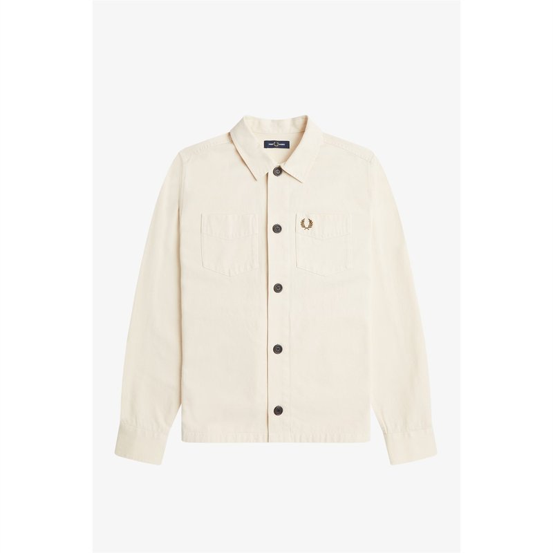 フレッドペリー ジャケット メンズ 【送料無料】 フレッドペリー メンズ ジャケット・ブルゾン アウター Fred Twill Overshirt Sn34 Ecru 560