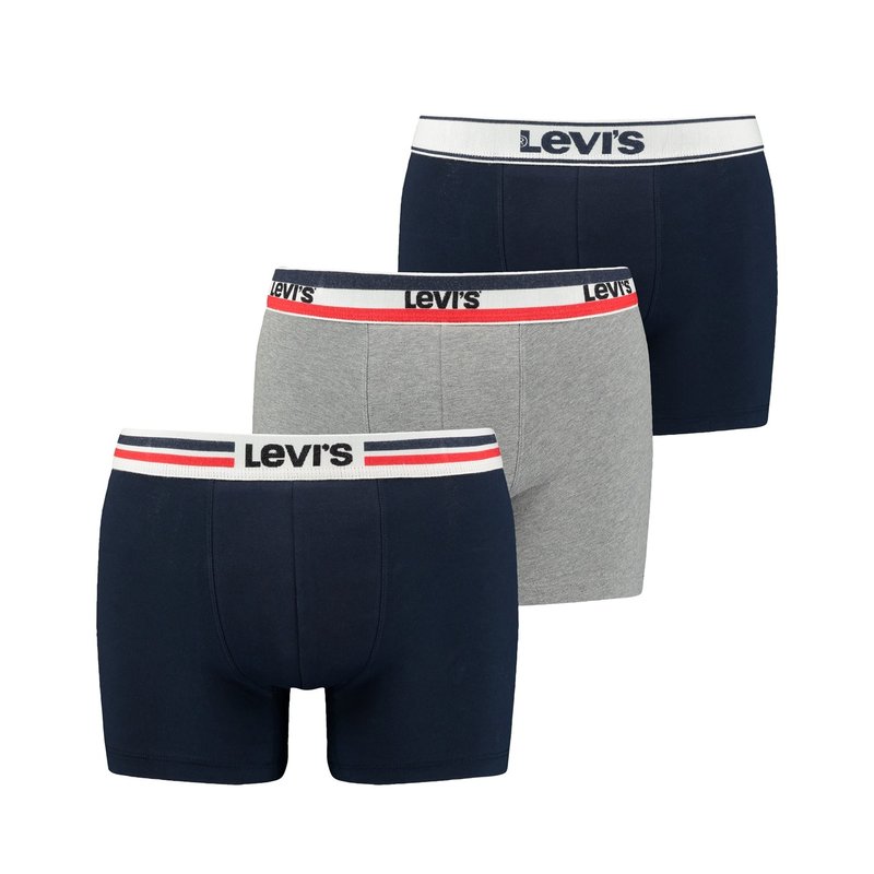 楽天ReVida 楽天市場店【送料無料】 リーバイス メンズ ボクサーパンツ アンダーウェア Levis 3 Pack Iconic Boxers Navy Grey